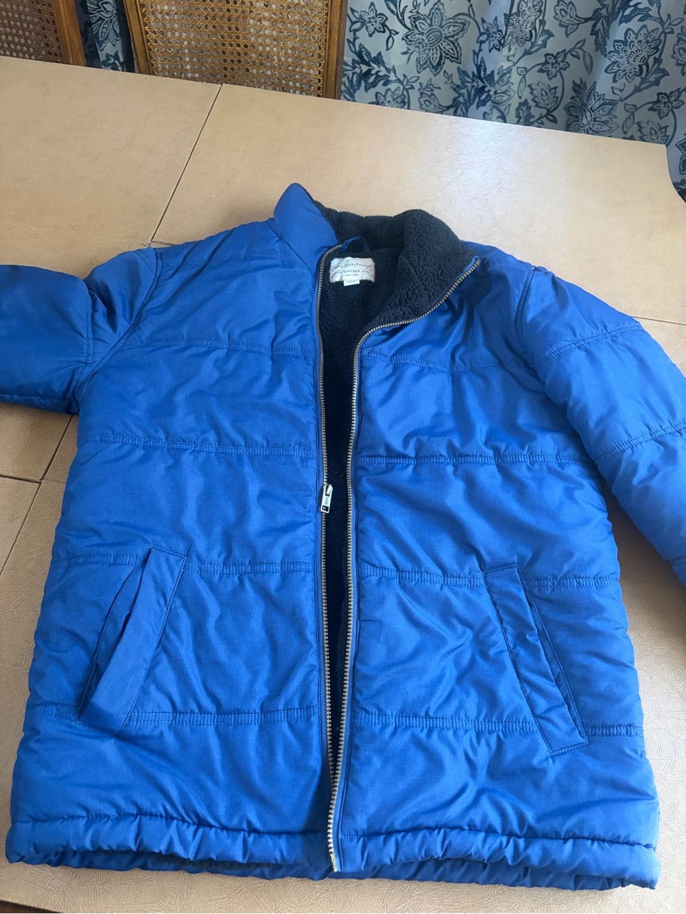 Weatherproof Blue Quilted Puffer Jacket with Sherpa Lining